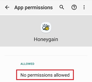 還禁止Honeygain應用訪問我的手機存儲設備